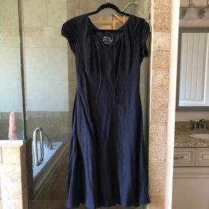 Linen black short sleeve casual dress